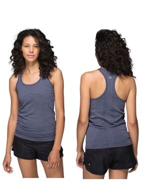 lululemon athletica Gray/Dark Blue Striped Racerback Tank